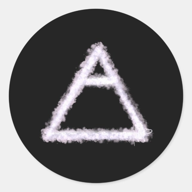 Sticker Rond Symbole d'alchimie de l'élément d'air émietté (Devant)