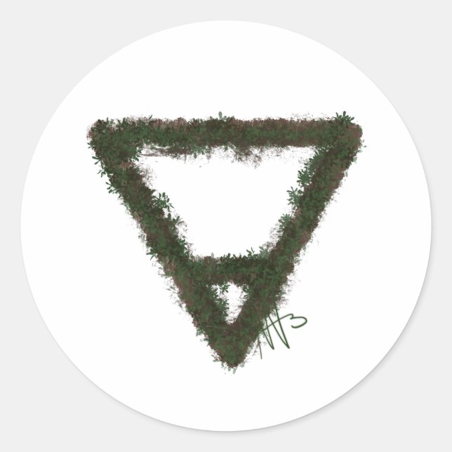 Sticker Rond Symbole d'alchimie de l'élément rocheux de la Terr (Devant)