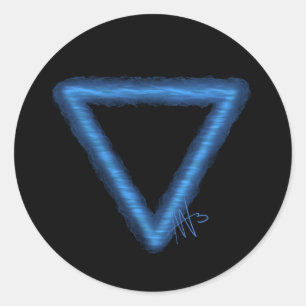 Sticker Rond Symbole d'alchimie des éléments d'eau ondulée