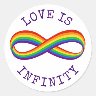 Sticker Rond Symbole d'amour arc-en-ciel infini Gay pride perso