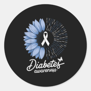 Sticker Rond Symbole d'appui au ruban de Fleur Bleue pour la se