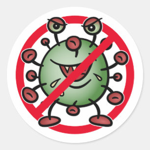 Sticker Rond Symbole d'arrêt Covid-19 Corona Virus Funny