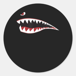 Sticker Rond Symbole d'art de la bouche de requin - Cadeau pour