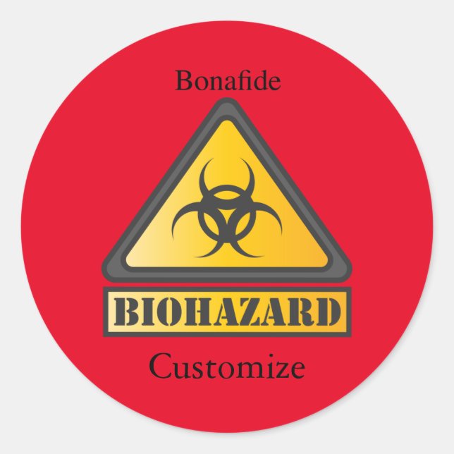 Sticker Rond Symbole d'avertissement de risque biologique amusa (Devant)