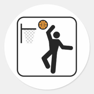 Sticker Rond Symbole de basket-ball