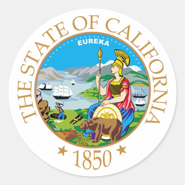 Sticker Rond Symbole de Californie (Devant)