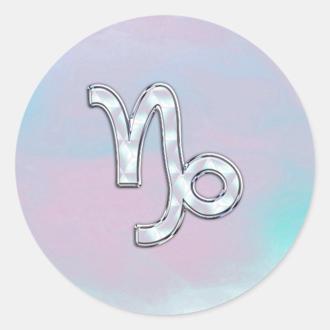 Sticker Rond Symbole de Capricorn Zodiac on Mother of Pearl Dec (Devant)