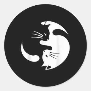 Sticker Rond Symbole de chat Yin Yang Cute Chat noir et blanc