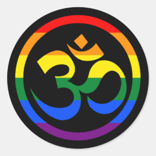 Sticker Rond Symbole de communauté de Goa de l'arc-en-ciel prog