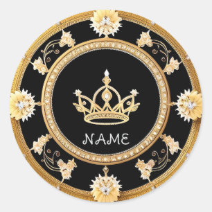 Sticker Rond Symbole de couronne royale ornée élégante