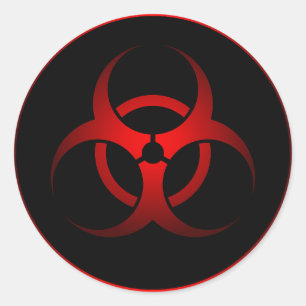 Sticker Rond Symbole de danger biochimique cool rouge et noir