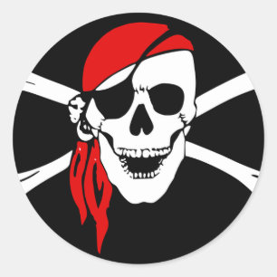 Sticker Rond Symbole de danger du crâne des os de drapeau de pi