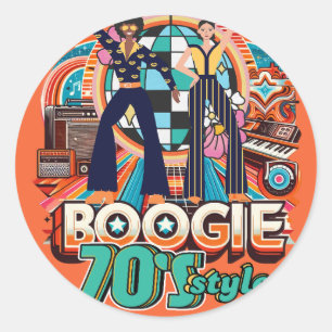 Sticker Rond Symbole de danse Boogie Retro Disco