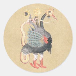 Sticker Rond Symbole de dragon alchimie