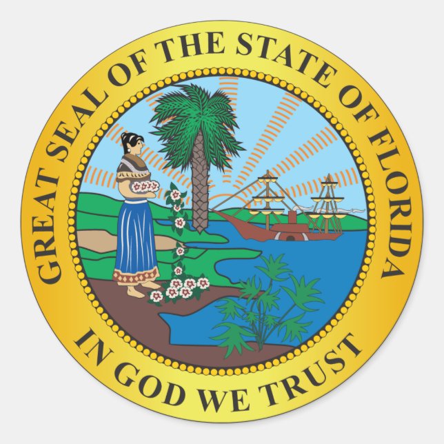 Sticker Rond Symbole de Floride (Devant)