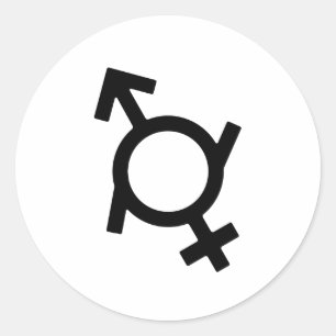 Sticker Rond Symbole de genre féminin et masculin genderfluid