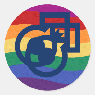 Sticker Rond Symbole de genre masculin gay pride arc-en-ciel