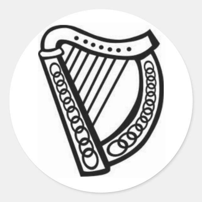 Sticker Rond Symbole de harpe celtique irlandais (Devant)