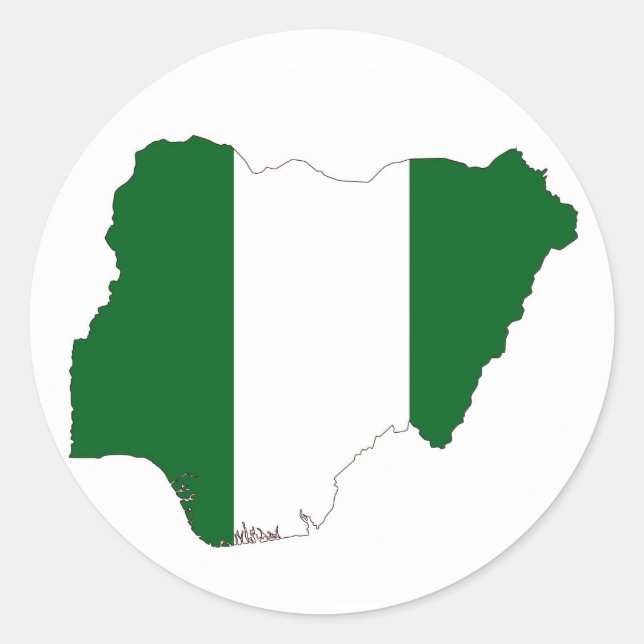 Sticker Rond symbole de la carte du drapeau du pays nigeria (Devant)