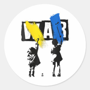 Sticker Rond Symbole de la colombe ukrainienne de la paix pour 