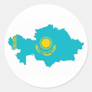 Sticker Rond symbole de la forme du drapeau du pays du kazakhst