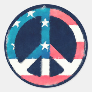 STICKER ROND SYMBOLE DE LA PAIX AMÉRICAINE