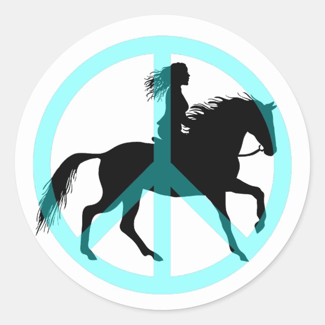 Sticker Rond symbole de la paix cool cavalier (Devant)