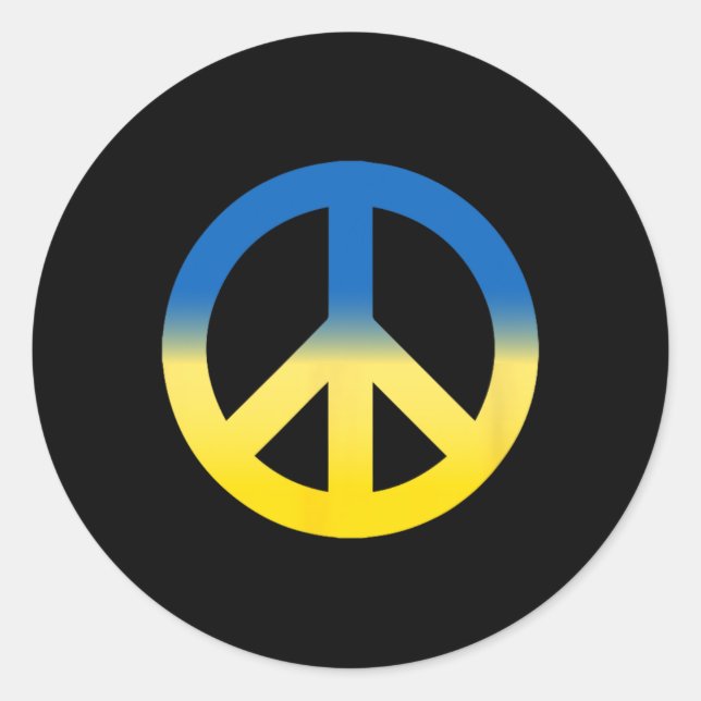 Sticker Rond Symbole de la paix - Couleurs du drapeau de l'Ukra (Devant)