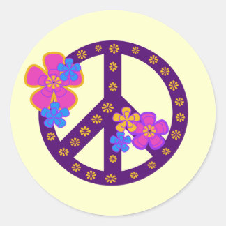 Sticker Rond Symbole de la Paix Fleurs T-shirts et cadeaux