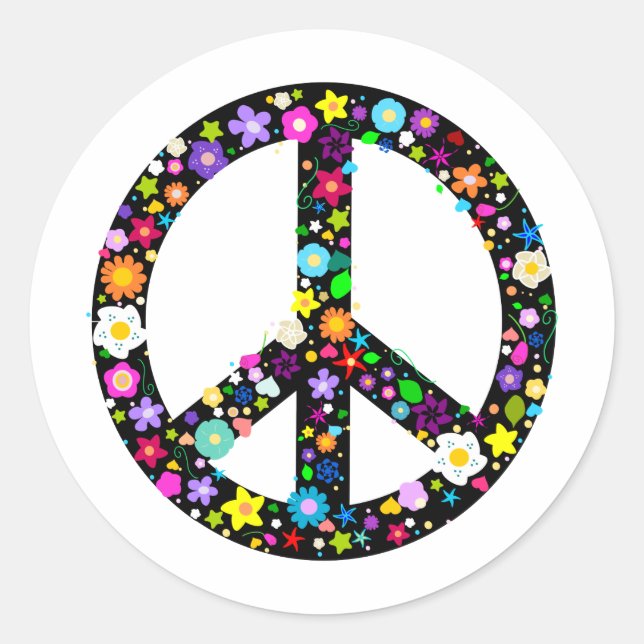 Sticker Rond Symbole de la paix florale (Devant)