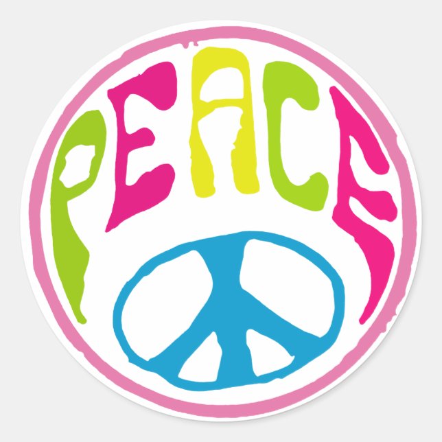 Sticker Rond SYMBOLE DE LA PAIX Hippie (Devant)