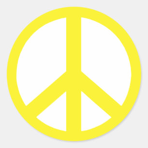 STICKER ROND SYMBOLE DE LA PAIX JAUNE