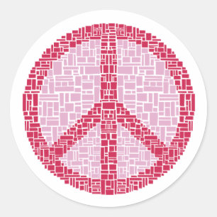 Sticker Rond Symbole de la paix (rouge)