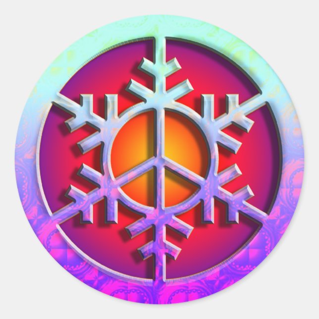 Sticker Rond SYMBOLE DE LA PAIX Snowflake (Devant)