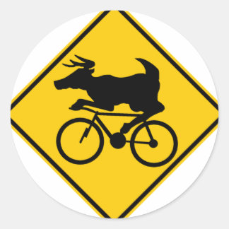 Sticker Rond SYMBOLE DE LA ROUTE DES Cerfs À Bicyclette