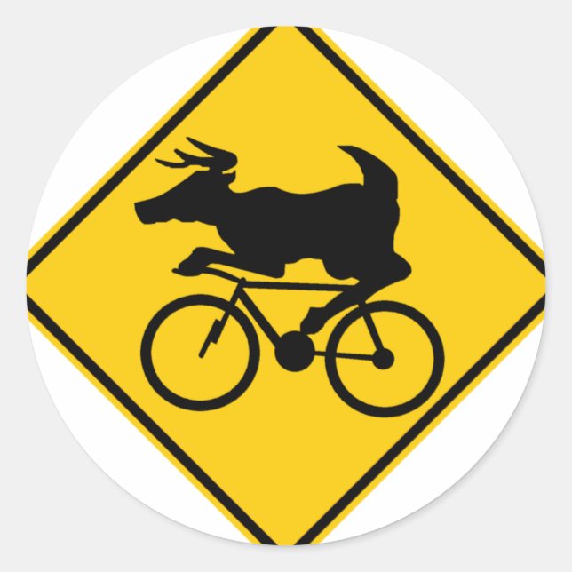 Sticker Rond SYMBOLE DE LA ROUTE DES Cerfs À Bicyclette (Devant)