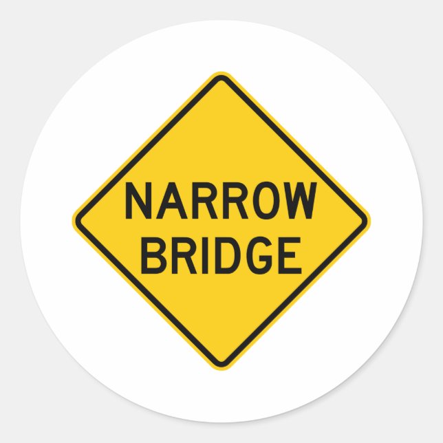Sticker Rond Symbole de la route du pont étroit (Devant)