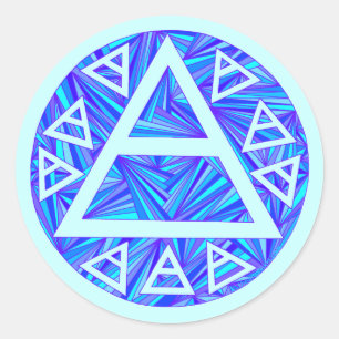 Sticker Rond Symbole de l'air mystique bleu Platon antique