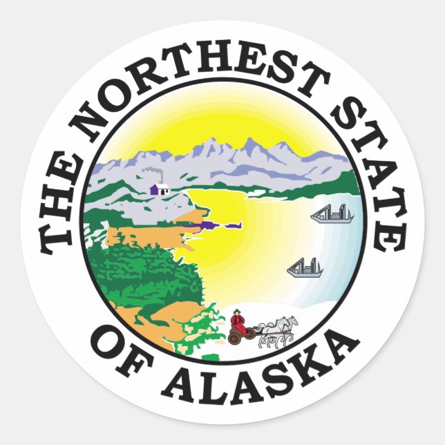 Sticker Rond Symbole de l'Alaska (Devant)
