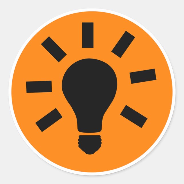 Sticker Rond Symbole de lampe à ampoule (Devant)
