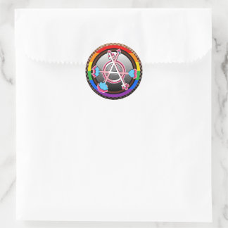 Sticker Rond Symbole de l'anarchie de genre, emblème sur damier