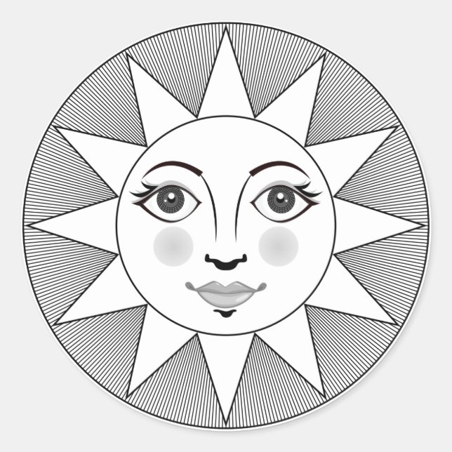 Sticker Rond Symbole de l'astronome noir et blanc (Devant)