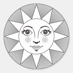 Sticker Rond Symbole de l'astronome noir et blanc