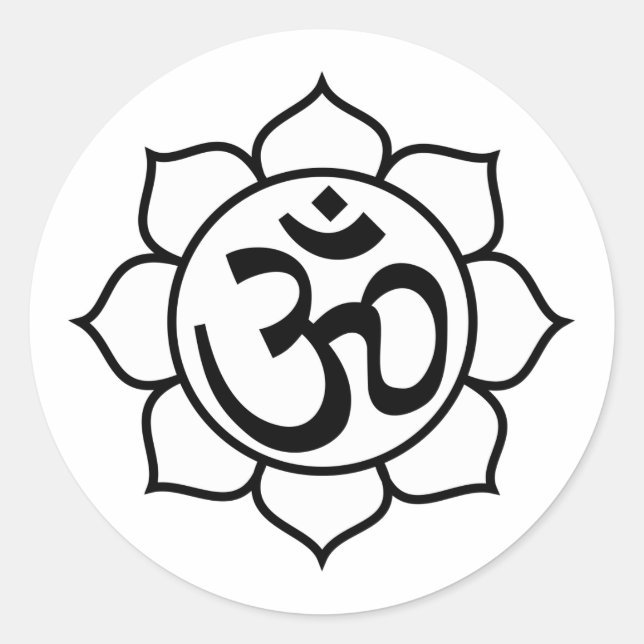 Sticker Rond Symbole de l'Aum de fleurs Lotus (Devant)