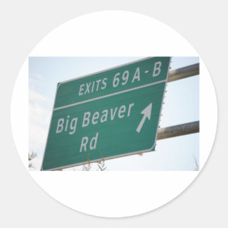 Sticker Rond Symbole de l'HIway Big Beaver Road Sortie 69