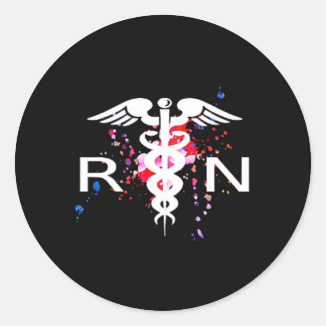 Sticker Rond Symbole de l'infirmière autorisée Rn Caduceus (Devant)