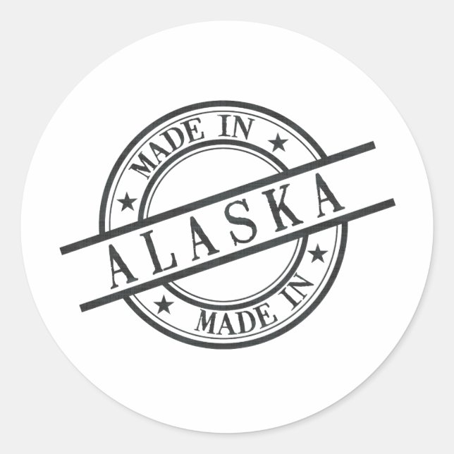 Sticker Rond Symbole de logo Fabriqué en Alaska Style Timbre No (Devant)