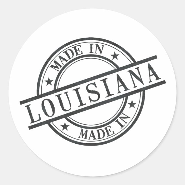 Sticker Rond Symbole de logo Fabriqué en Louisiane Style Timbre (Devant)