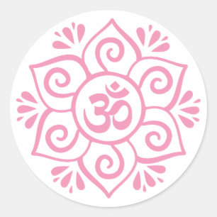 Sticker Rond Symbole de l'OM dans le mandala de pétale de lotu