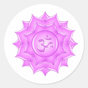 Sticker Rond Symbole de l'Om de Lotus en verre rose Dessin